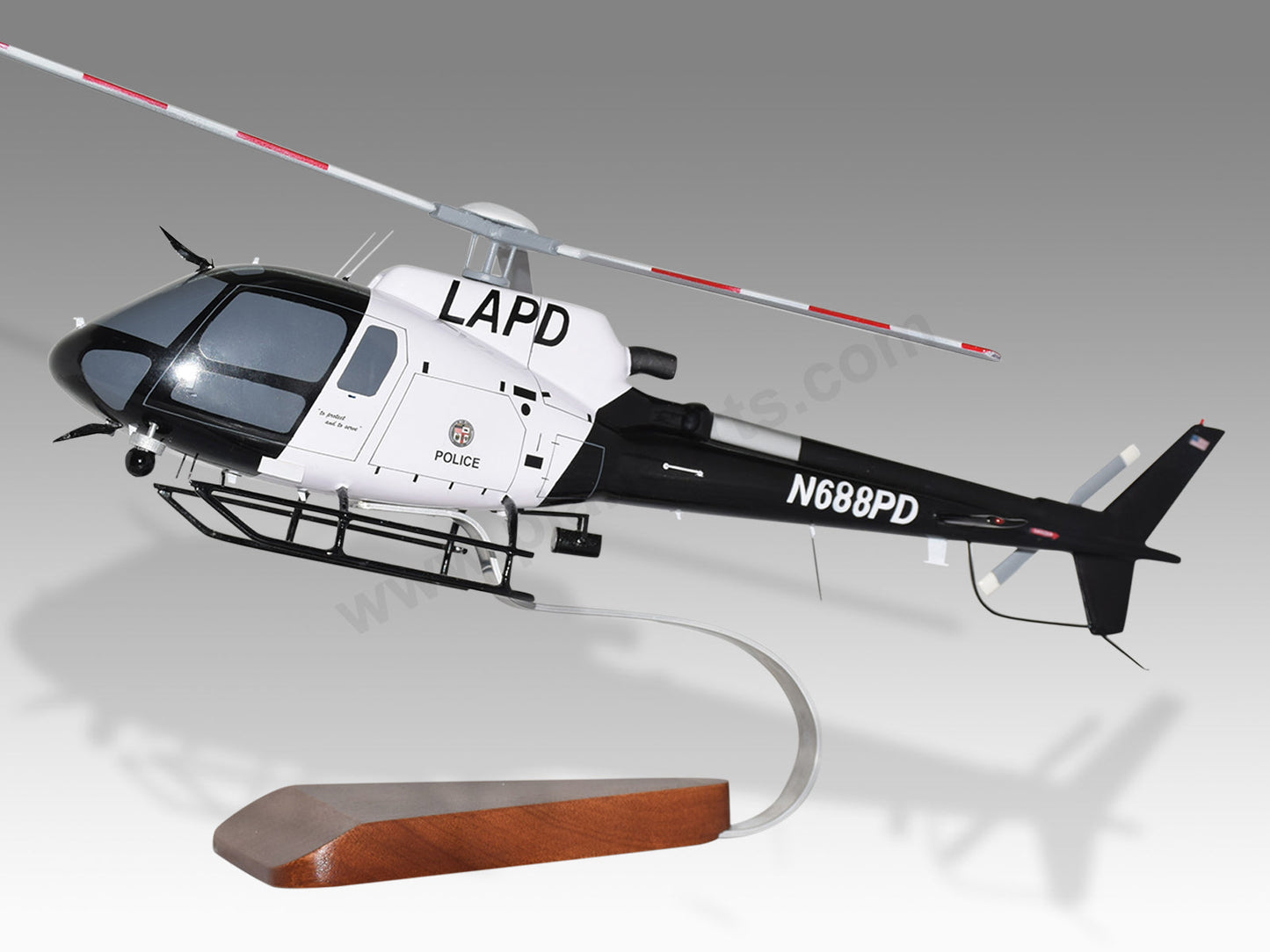 Aerospatiale AS350B3E Los Angeles Police LAPD Solid Mahogany Wood Handmade Display Model