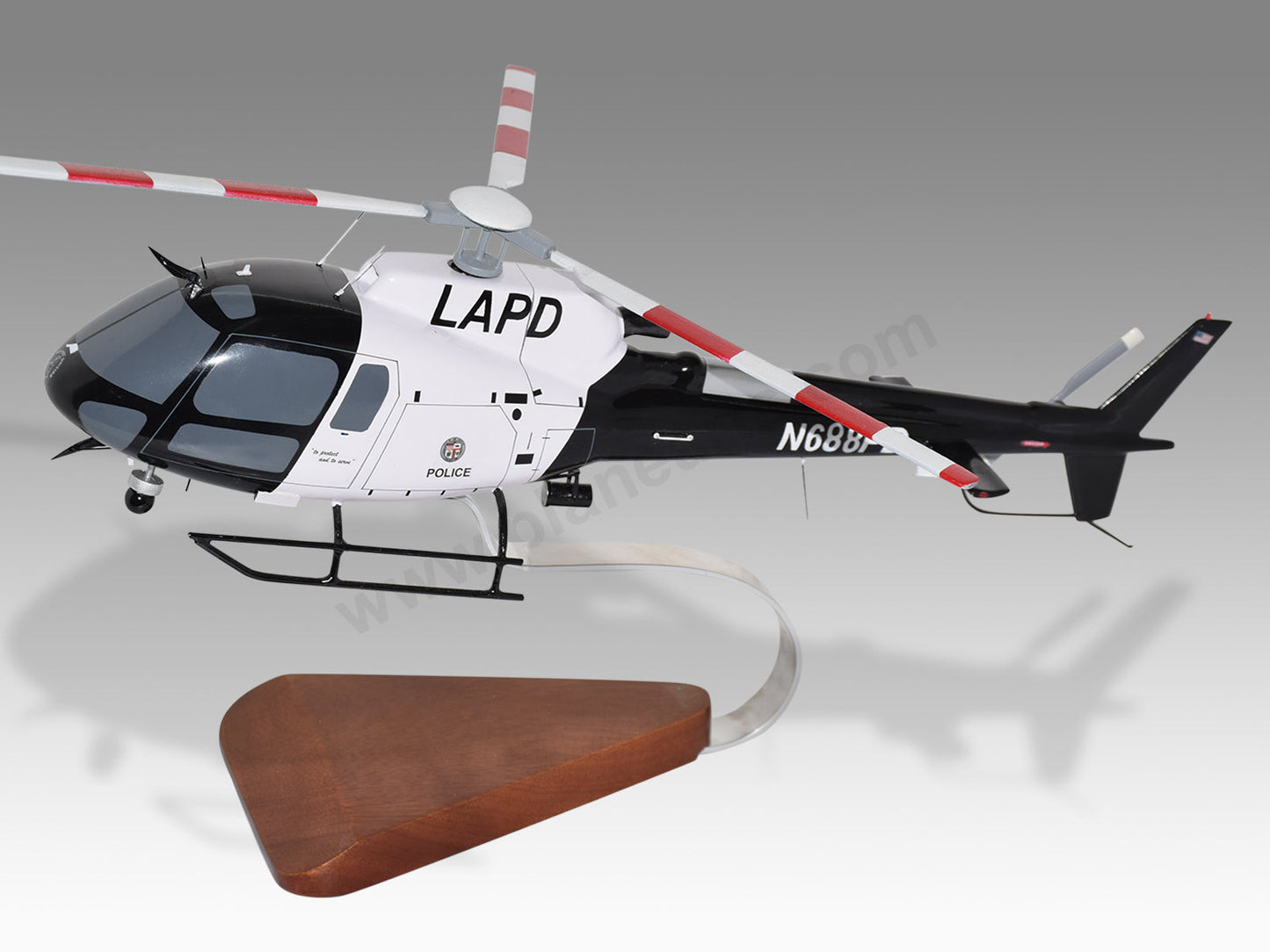 Aerospatiale AS350B3E Los Angeles Police LAPD Solid Mahogany Wood Handmade Display Model