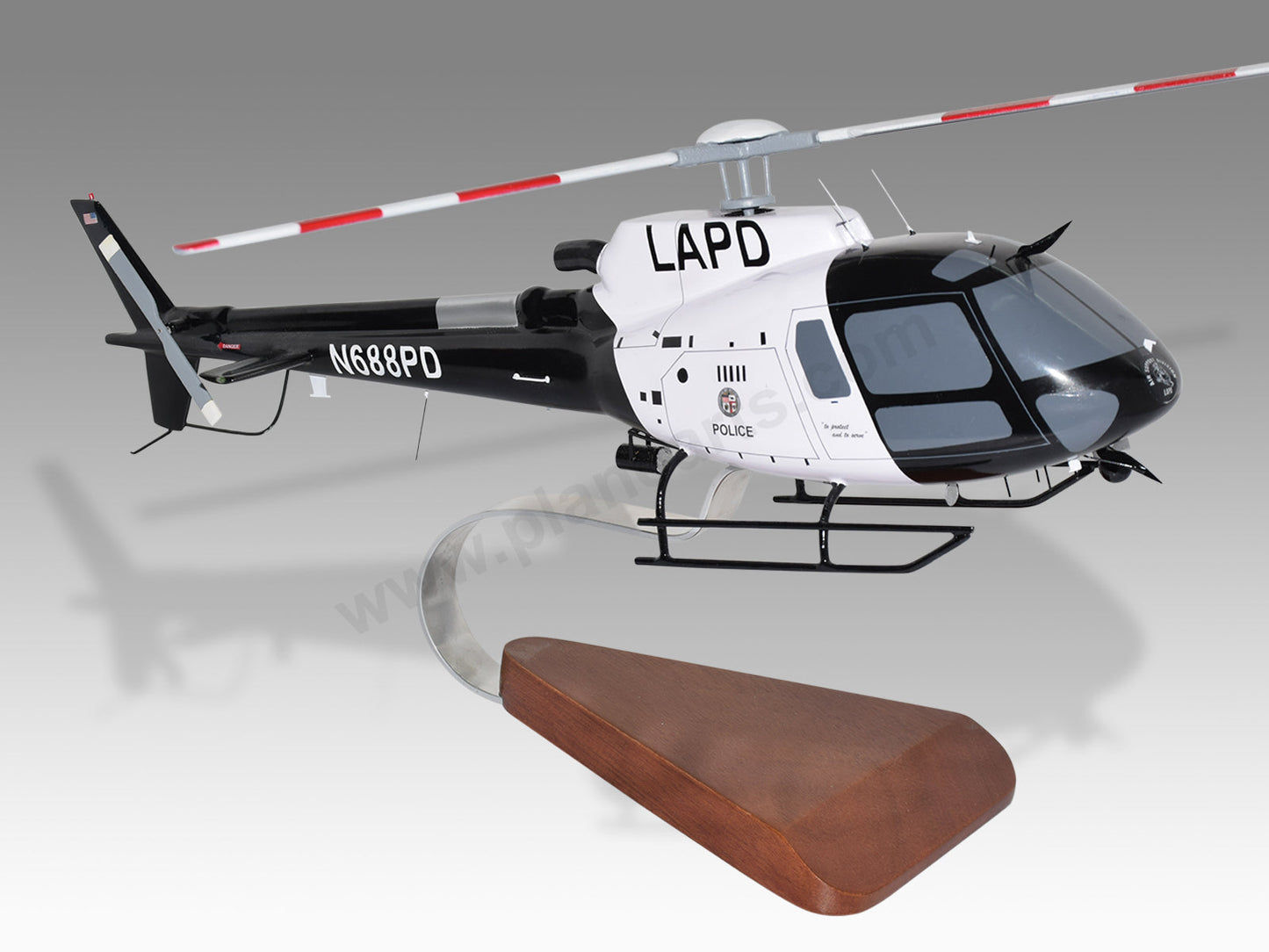 Aerospatiale AS350B3E Los Angeles Police LAPD Solid Mahogany Wood Handmade Display Model