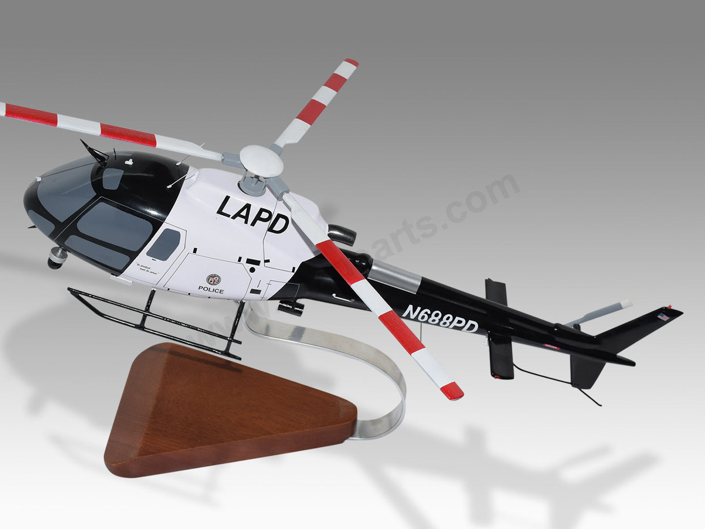 Aerospatiale AS350B3E Los Angeles Police LAPD Solid Mahogany Wood Handmade Display Model